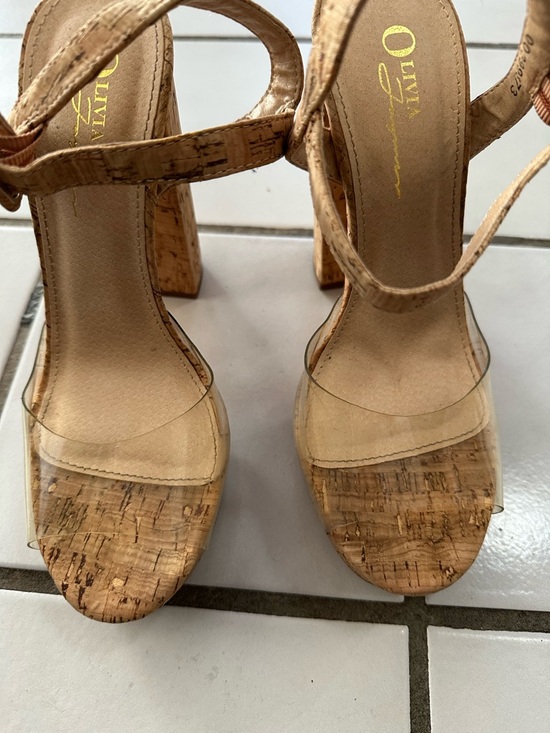 Olivia Ferguson Shoes - Olivia Platform Cork Block Heels in Natural Cork